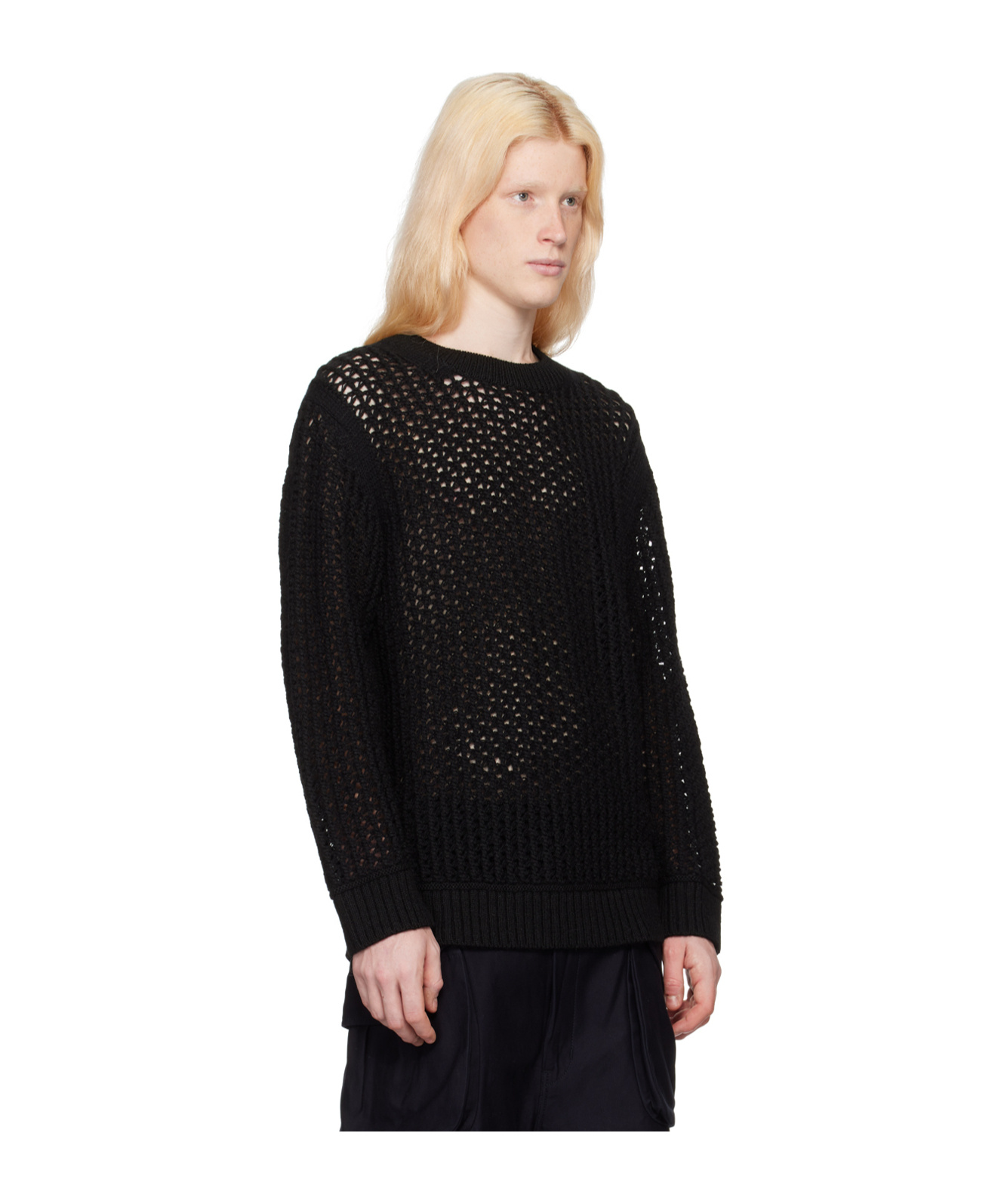 Junya Watanabe Pullover Mit Lochstrickmuster In Black
