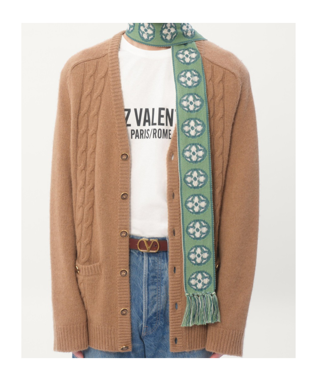 Valentino Fringed Scarf In Green