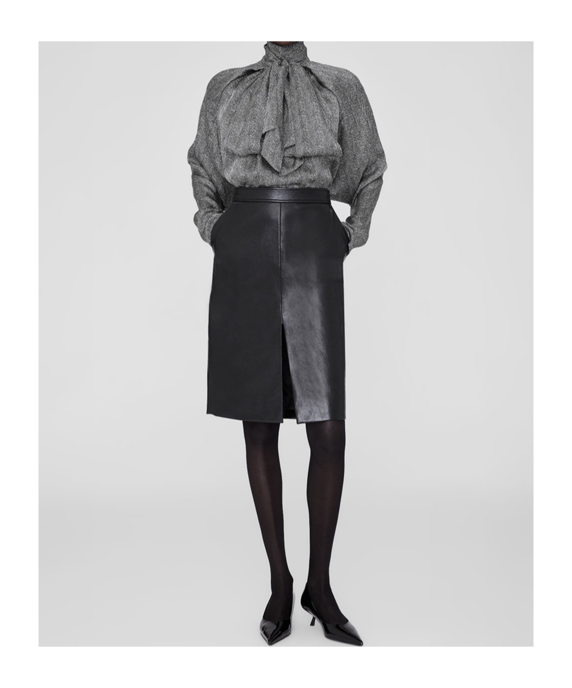Shop Anine Bing Rachel Batwing Sleeved Top In Gray