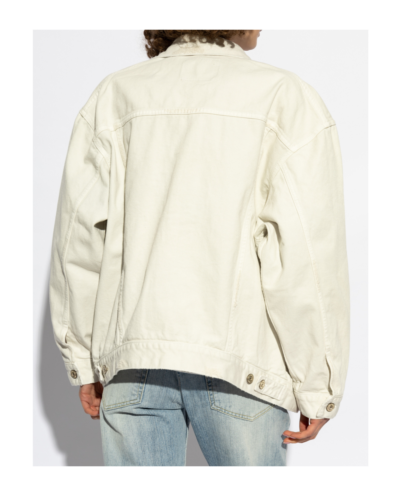 Balenciaga Logo-print Denim Jacket In White