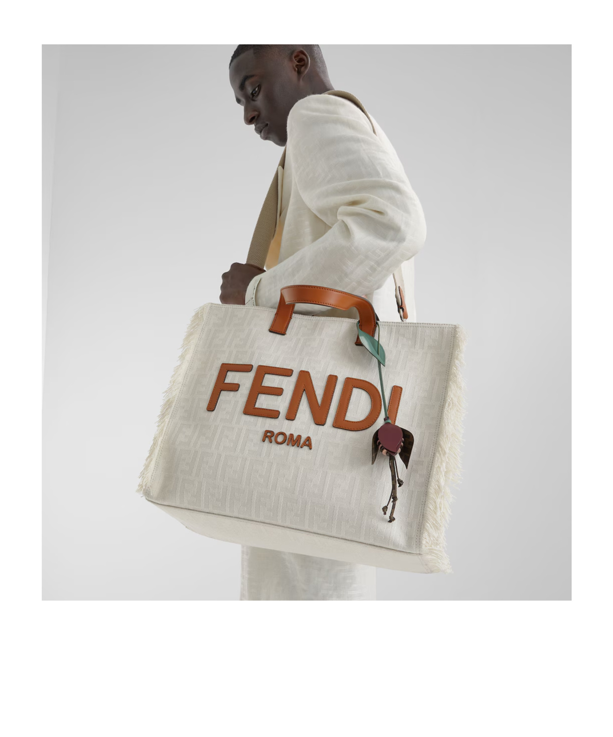 Fendi Flower Shape Bag Hanging Decoration In Green