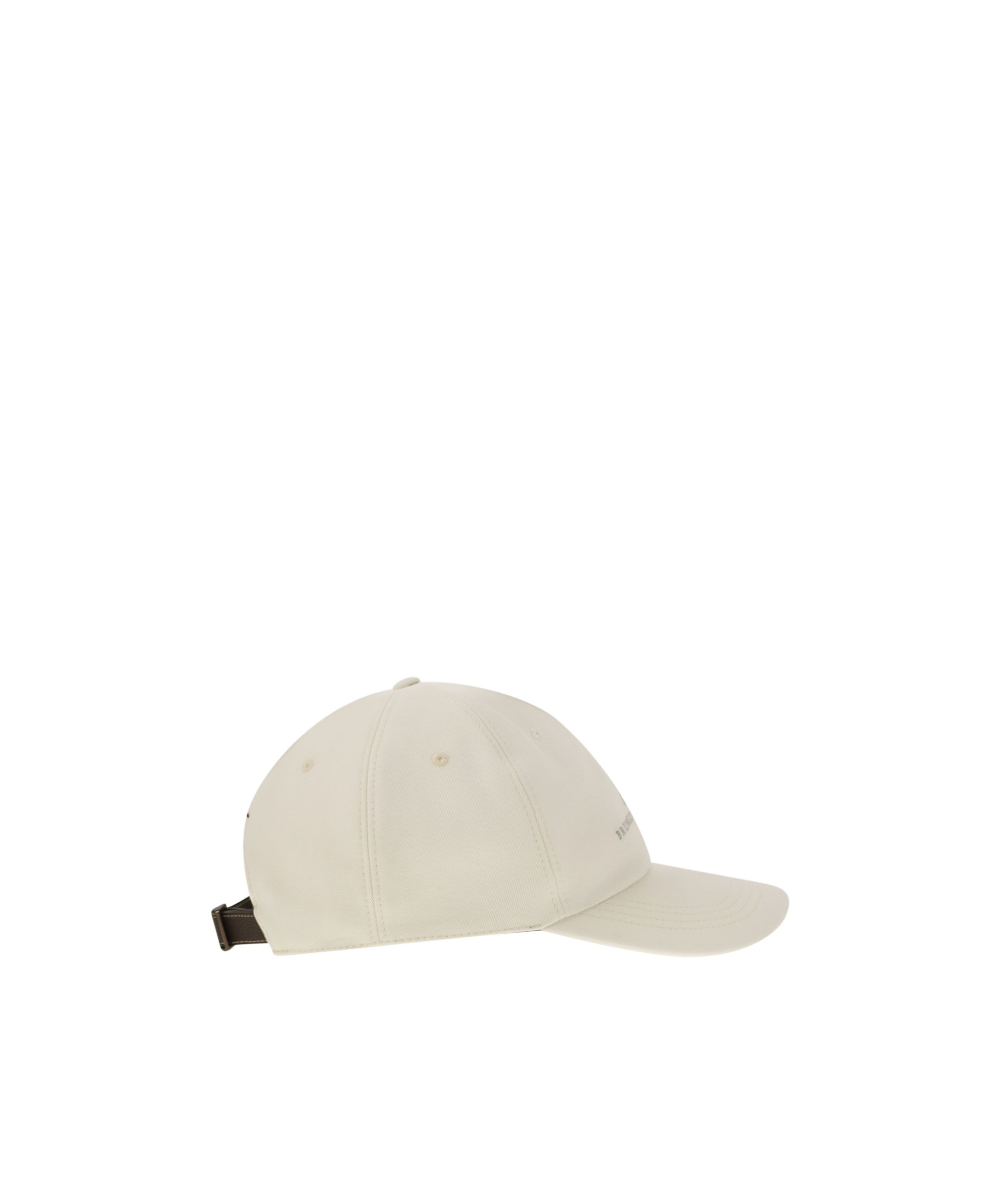 Brunello Cucinelli Baseball Cap In Garment-dyed Twisted Cotton Gabardine With Embroidered Logo In White