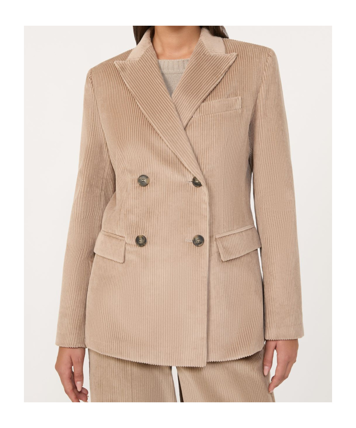 Weekend Max Mara Double-breasted Velvet Blazer In Neutral