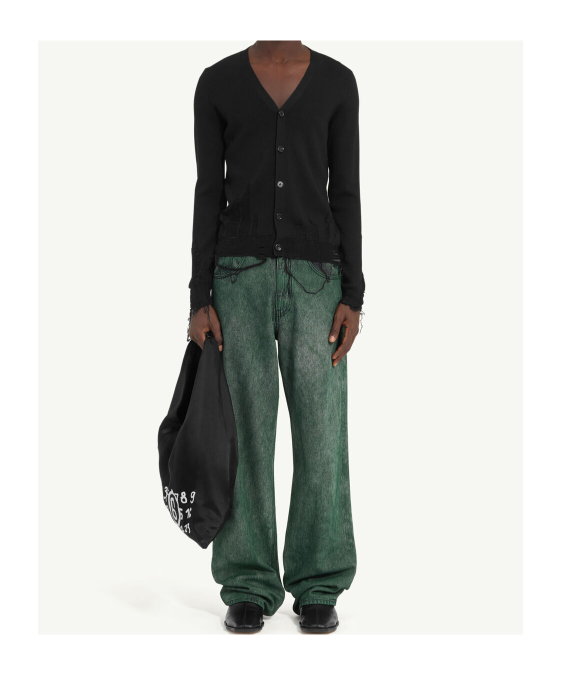 Mm6 Maison Margiela Distressed Cardigan In Black