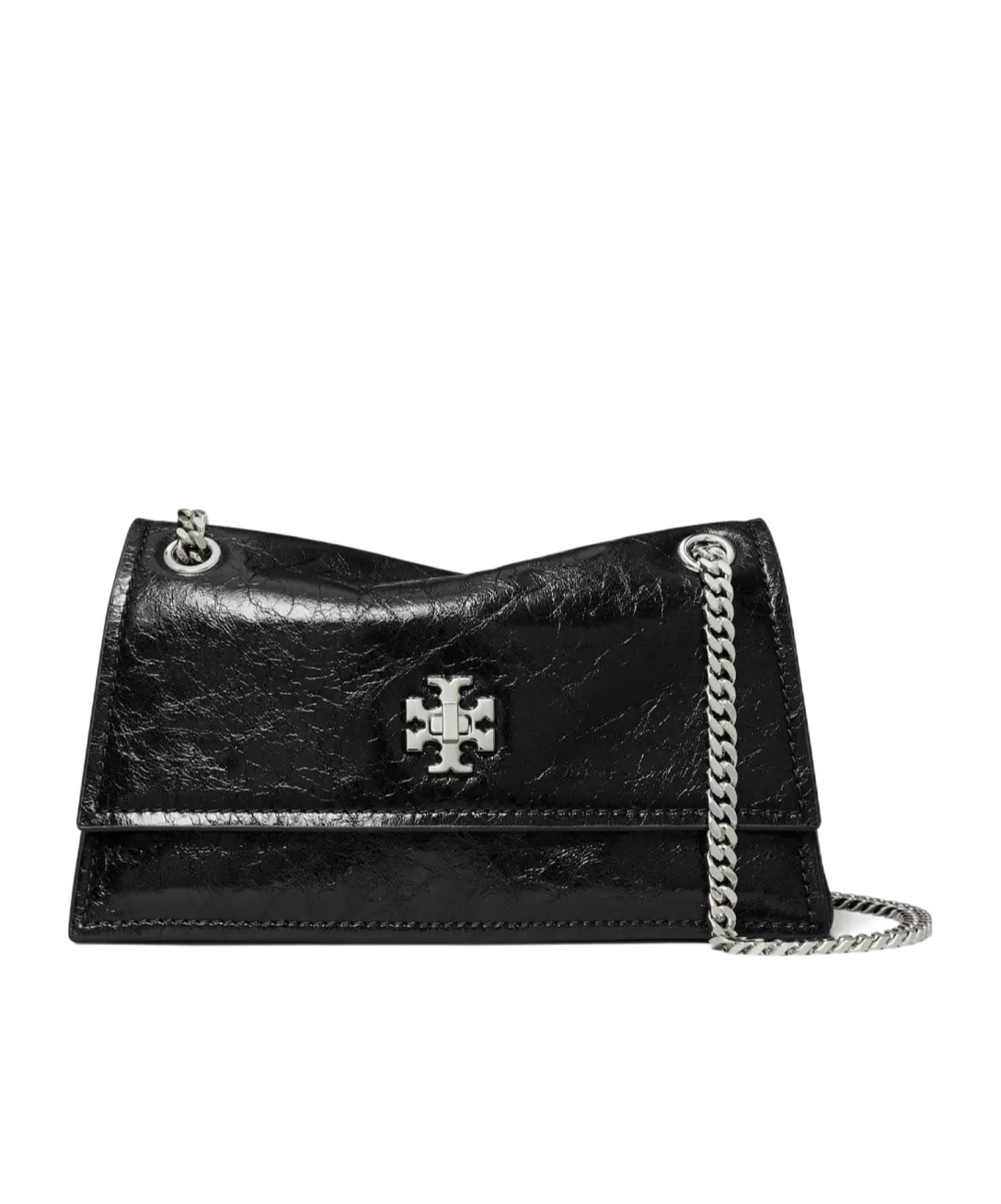 Tory Burch Kira Black Crossbody Bag With Chain Strap And Metallic Logo On The Front In Leather Woman In Black