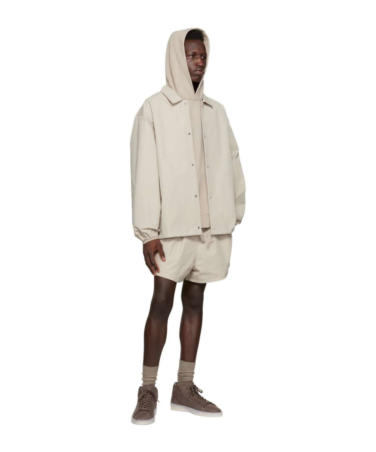 Essentials Graphic-print Drawstring Shirt Jacket In Nude