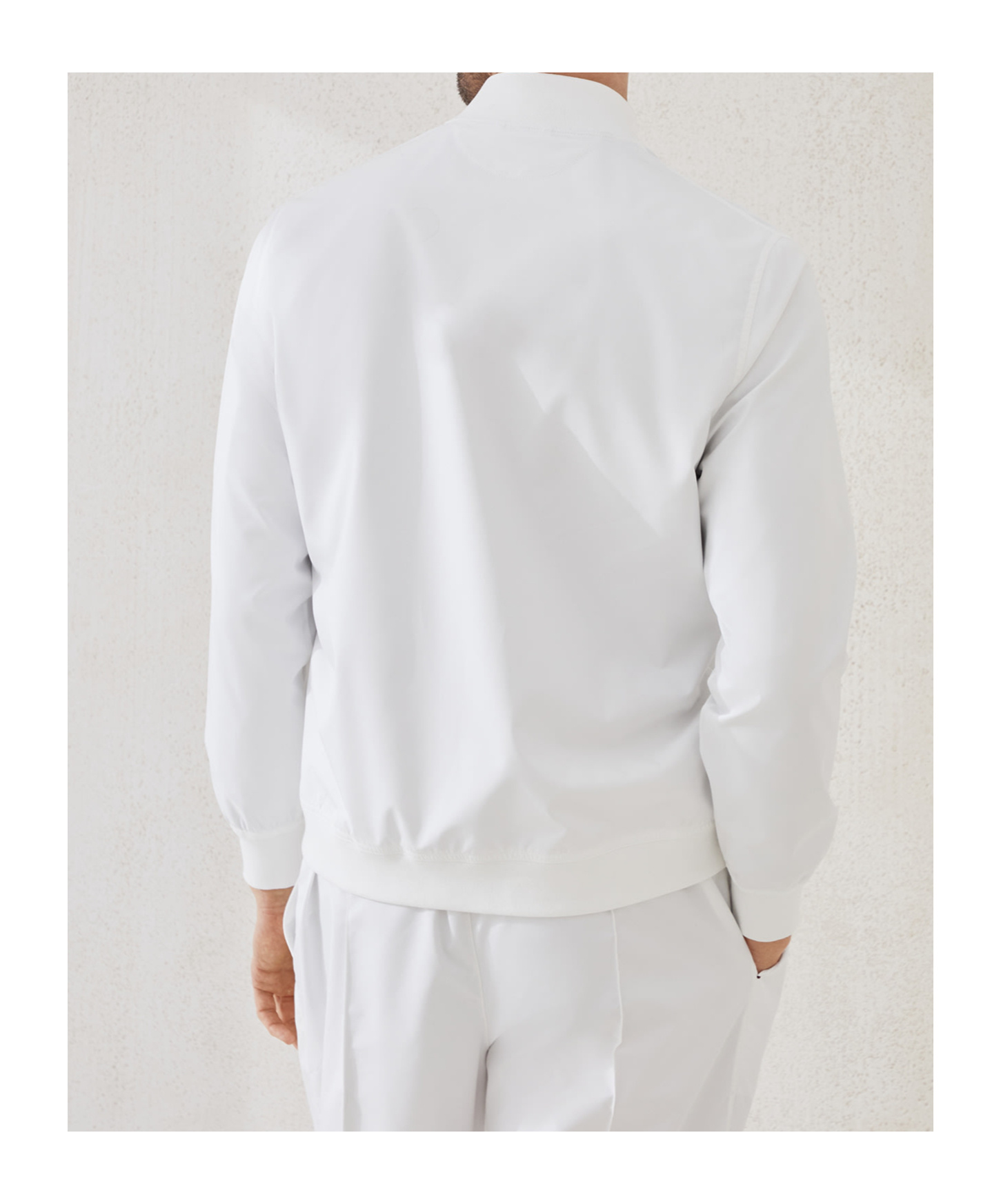 Brunello Cucinelli Nylon Sweatshirt With Logo And Zipper In White