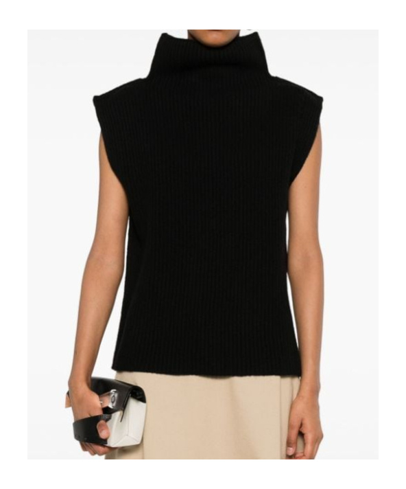 Marni Ribbed Wool Vest In Black