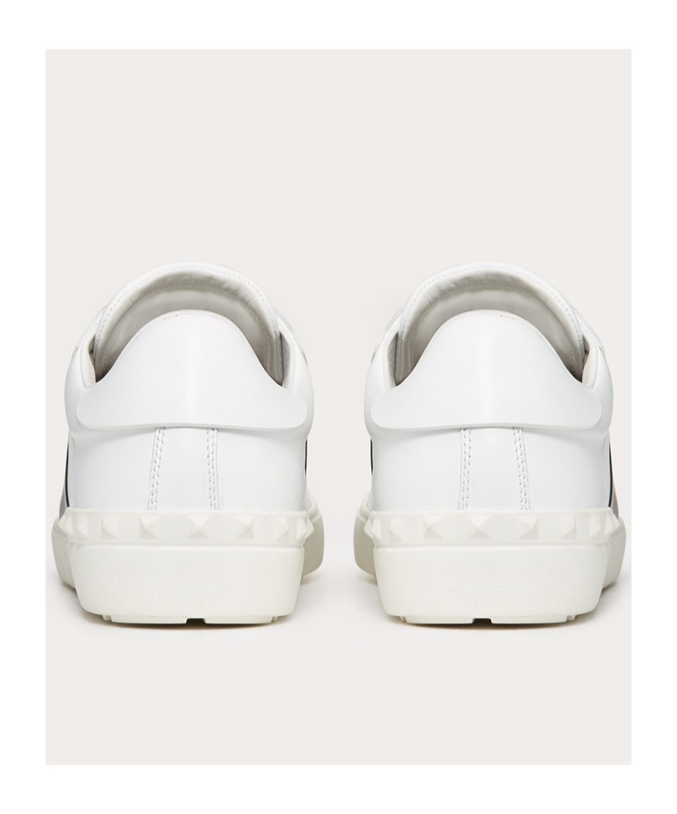 Shop Valentino Calfskin Open Sneaker In White