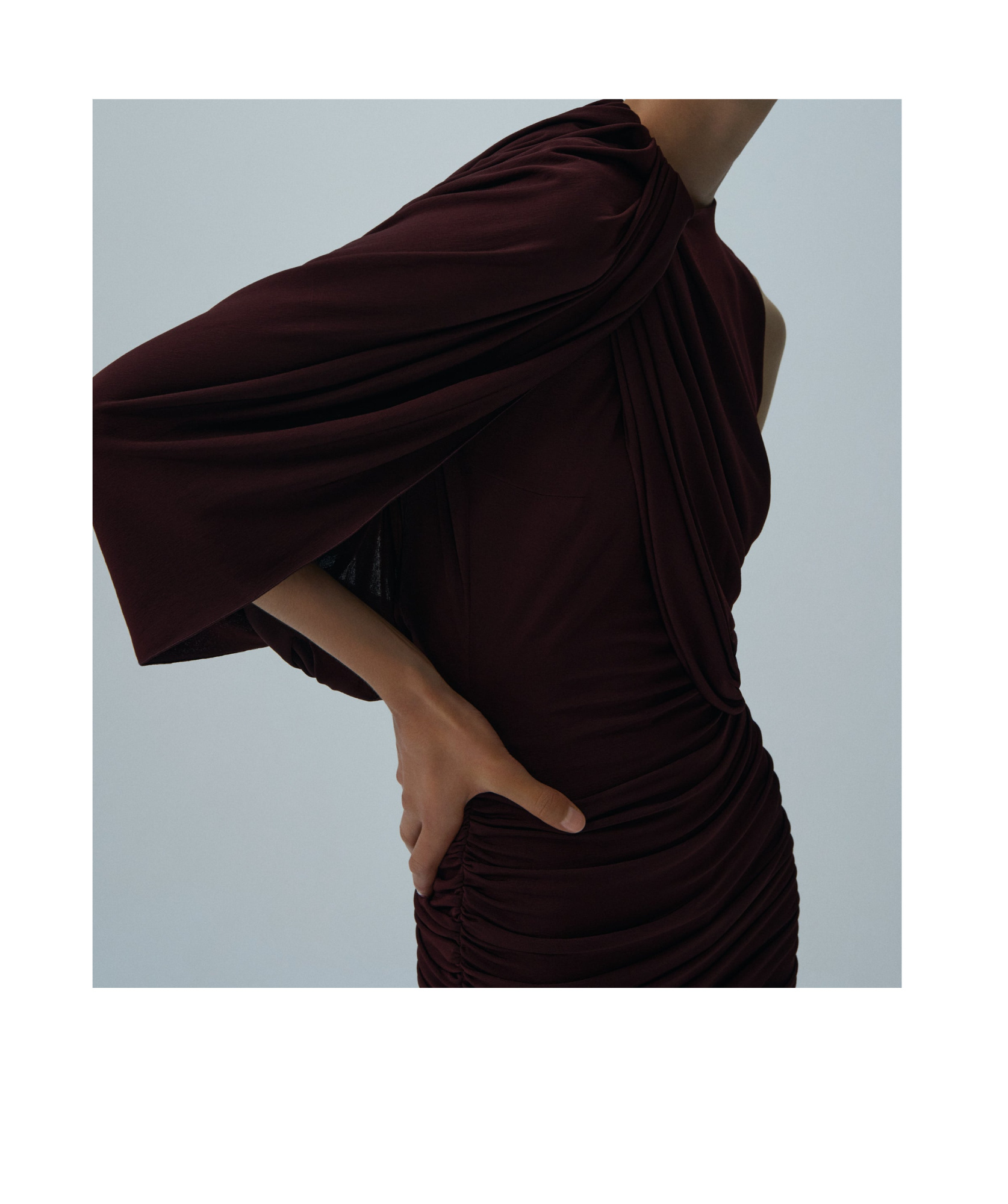 Magda Butrym Asymmetrical Draped Mini Dress Bordeaux In Brown