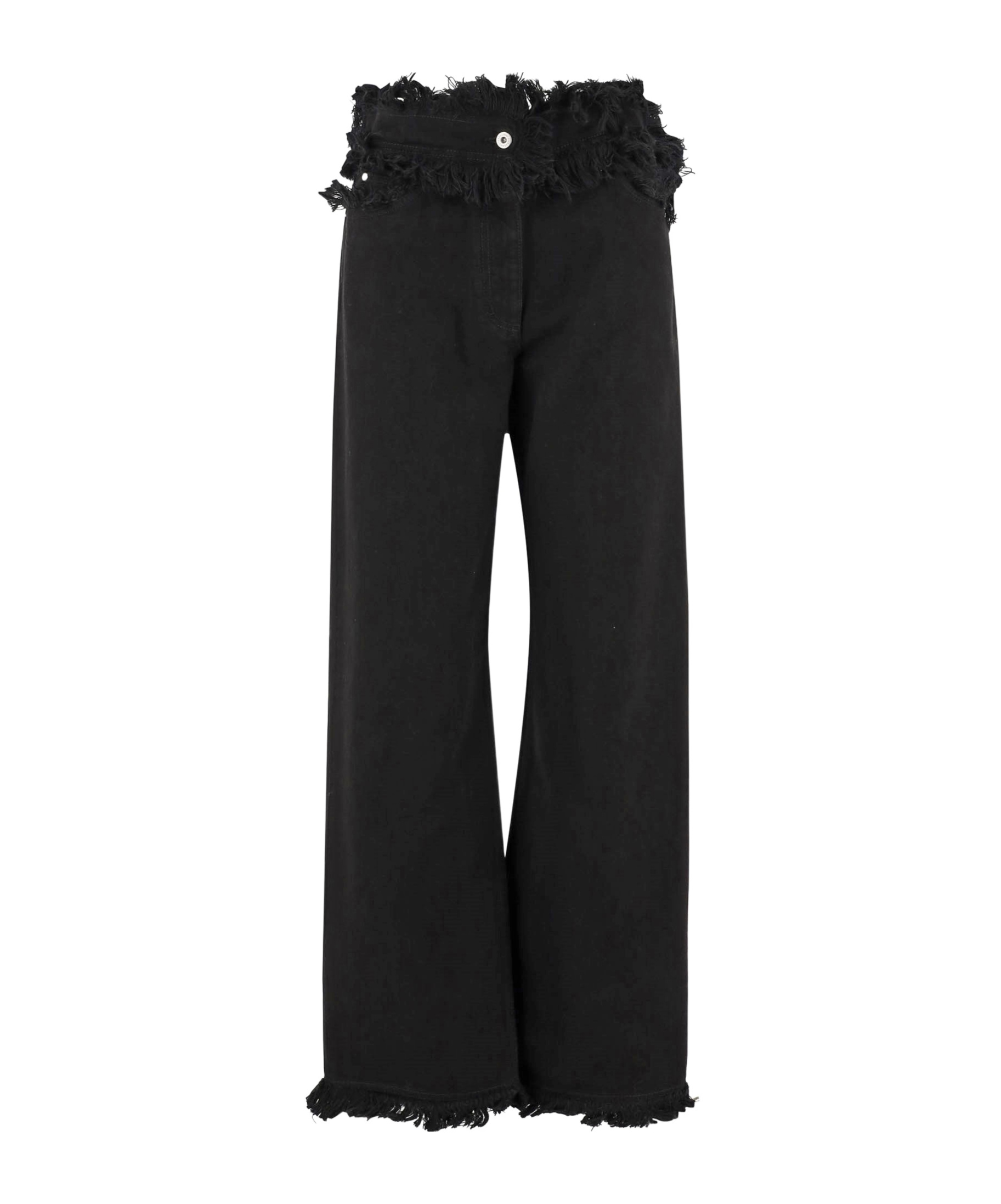 Ferragamo Frayed High-rise Straight-leg Pants In Black