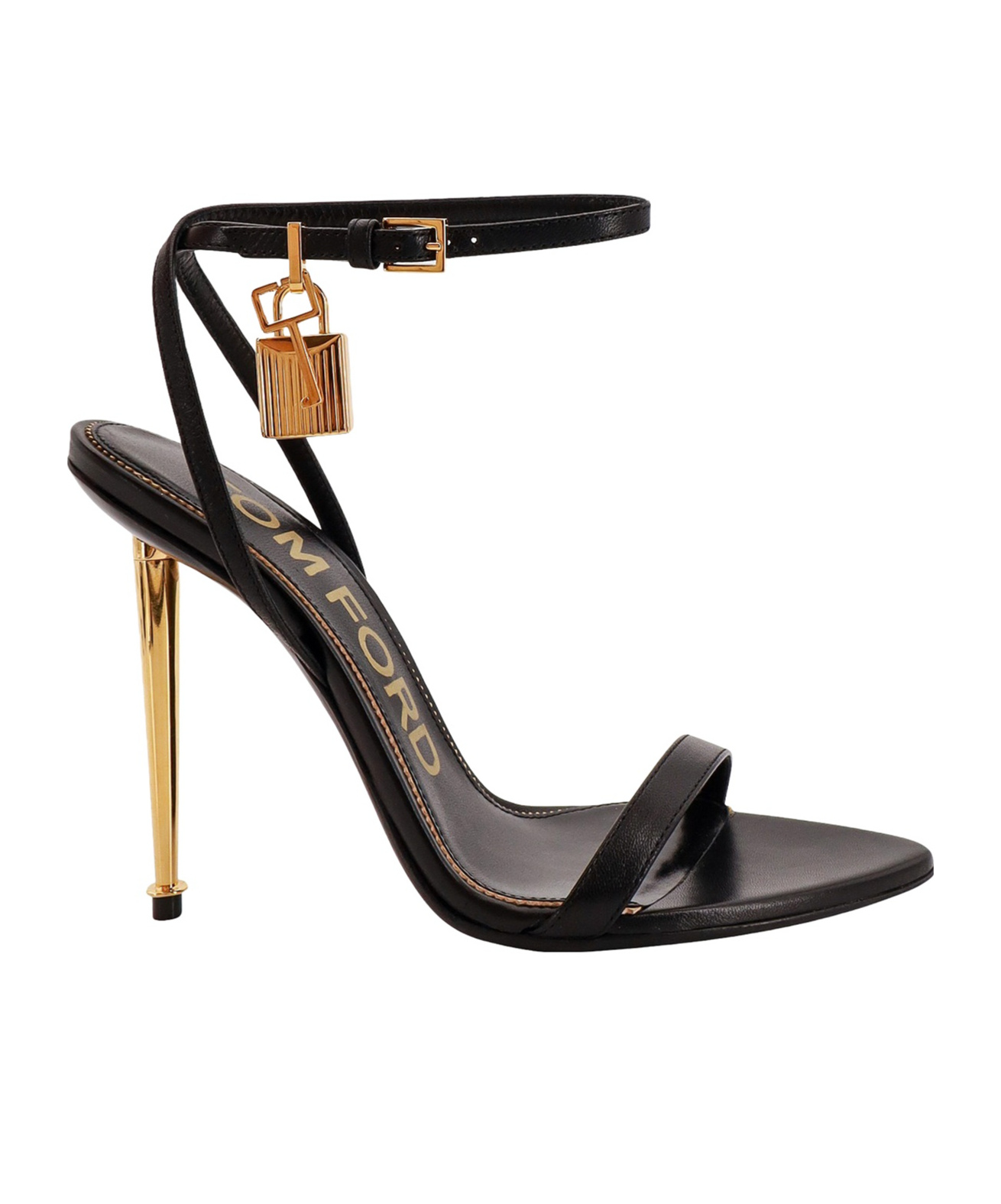 Tom Ford Padlock 85 Naked Pointy Sandals In Calf Leather In Black