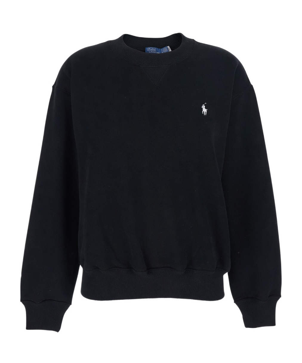 Polo Ralph Lauren Logo Embroidered Crewneck Sweatshirt In Black