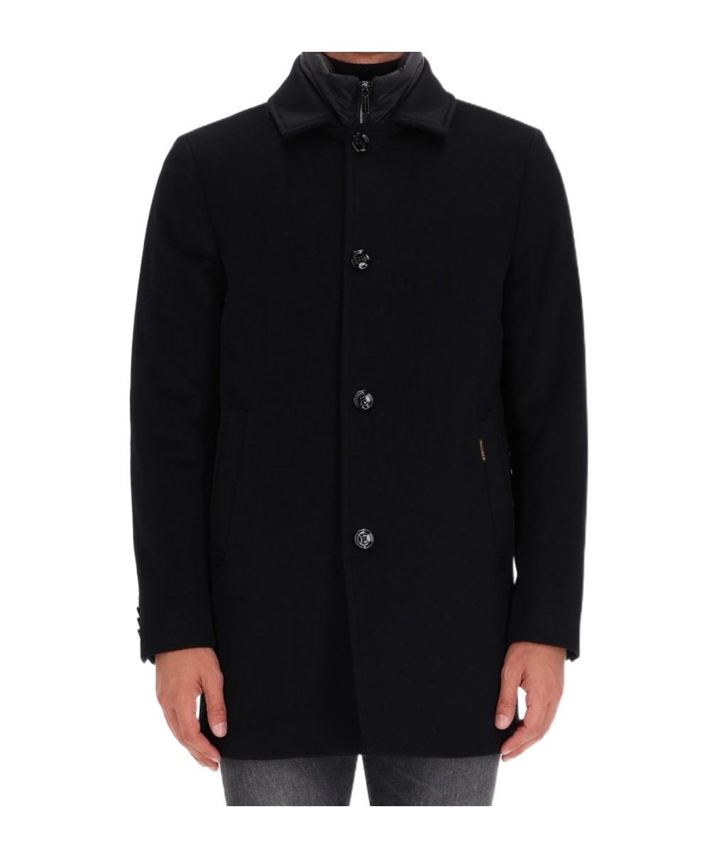Moorer Notched Lapel Coat Buttoned Cuffs Pockets In Black