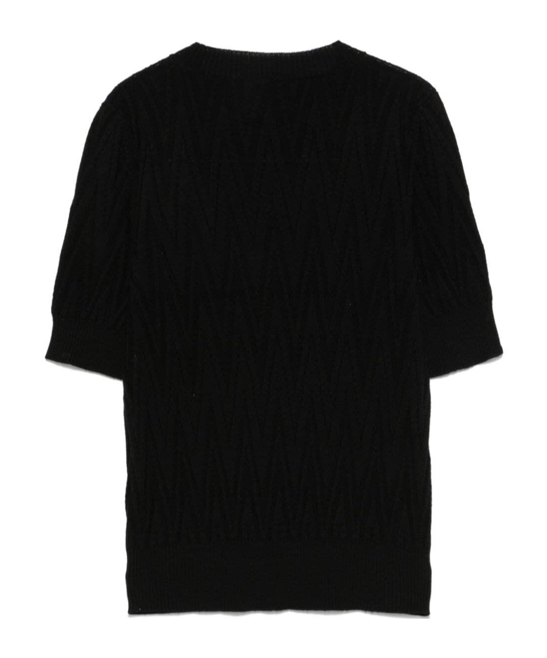 D Exterior Chevron-knit Sweater In Black
