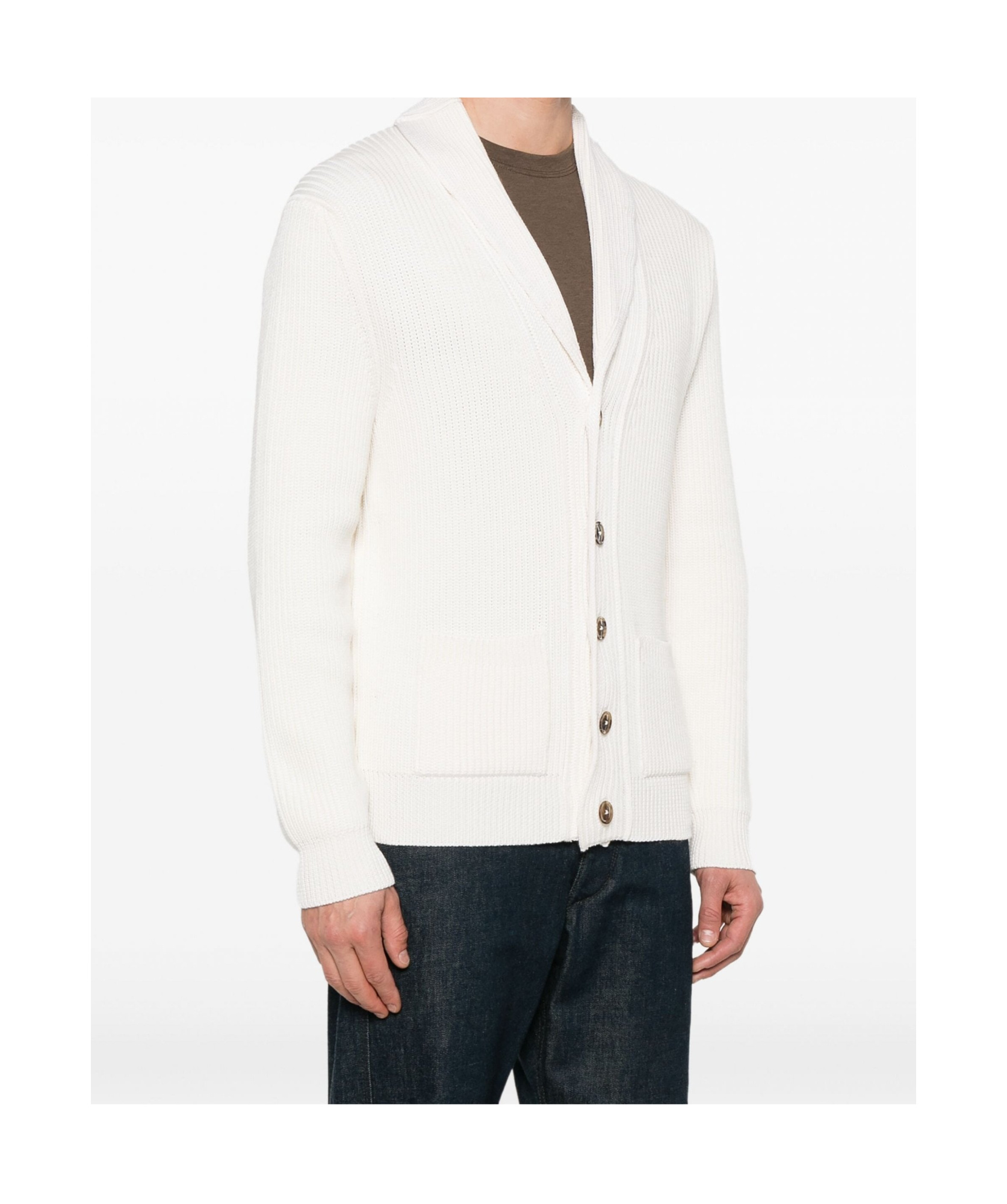 Tom Ford Silk Merino Shawl Collar Cardigan Knitwear White In White