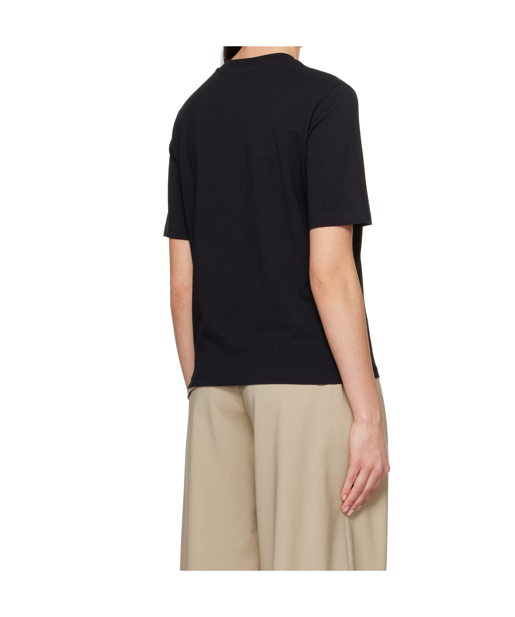 Moschino Black Cotton T-shirt With Fried Egg Print In Black