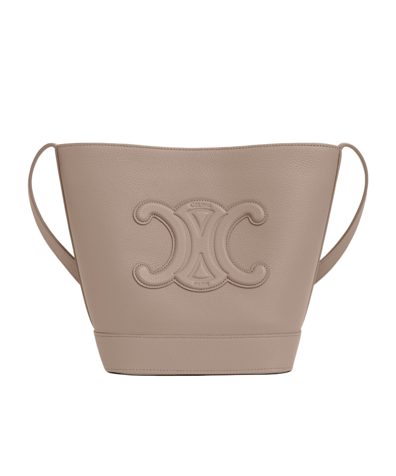 Celine Small Cuile Triomphe Logo Bucket Bag In Nude