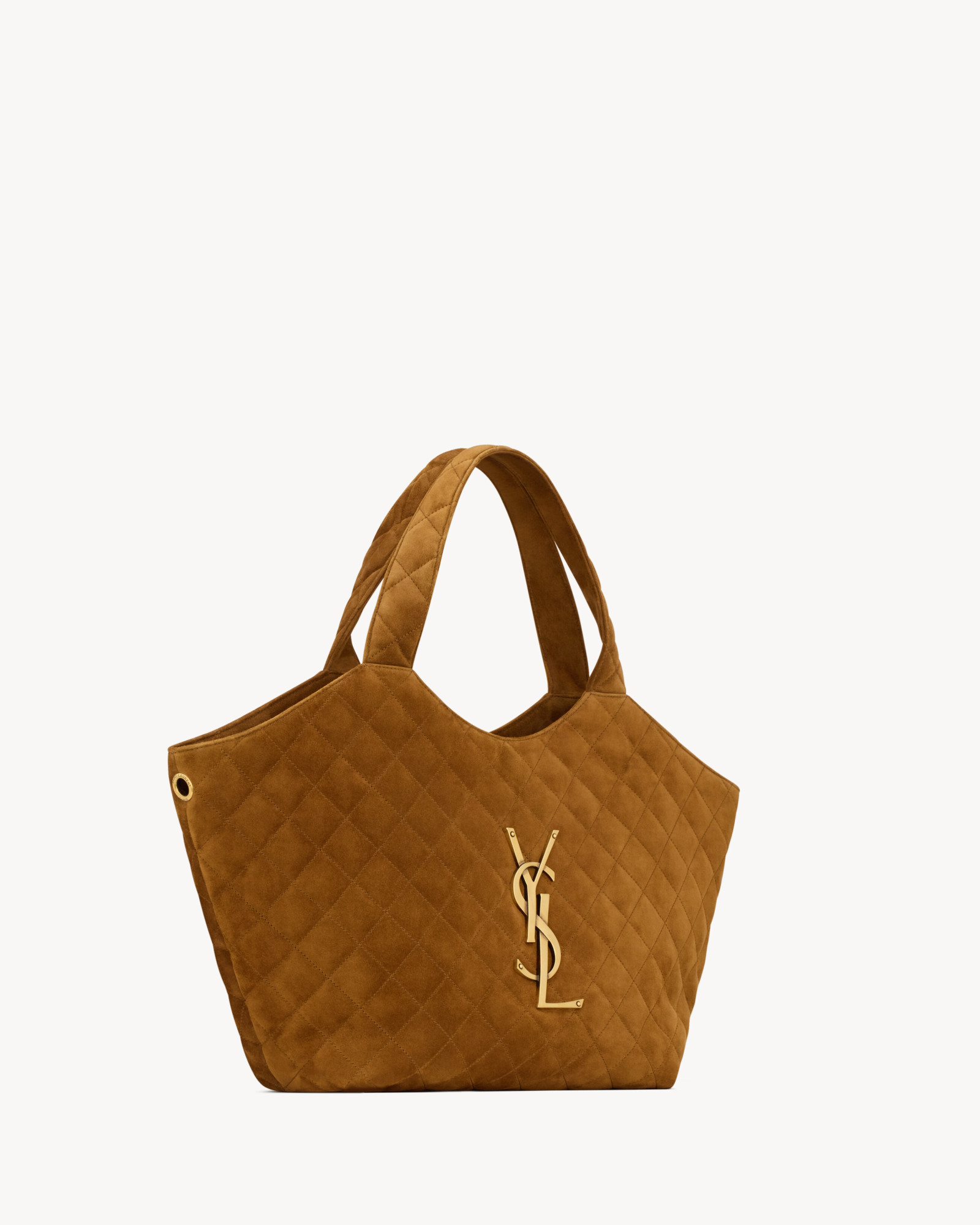 Saint Laurent Icare Medium Quilted Suede In Brown