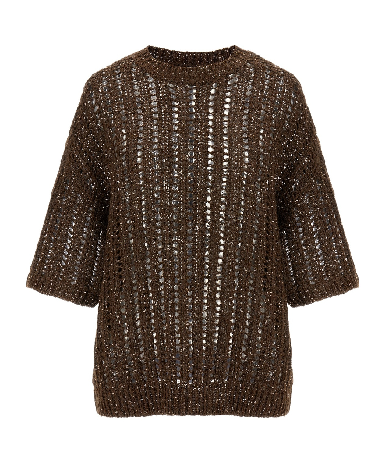 Brunello Cucinelli Sweater In Perforated Knit In Black