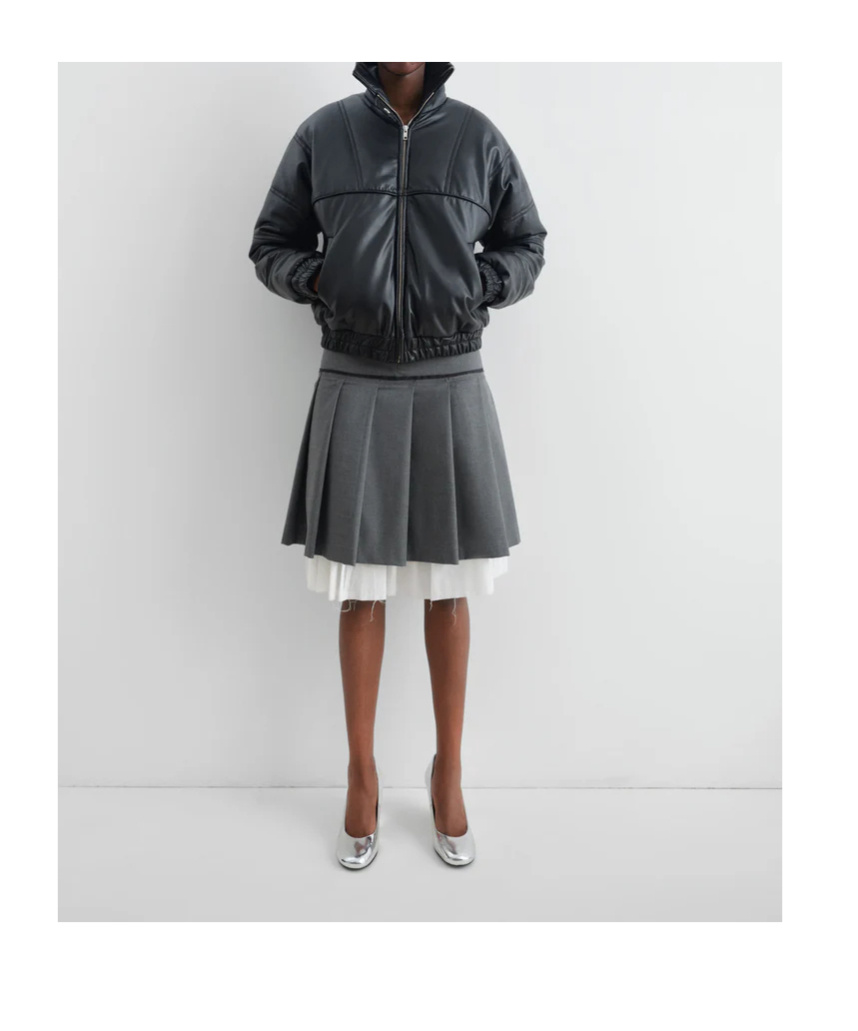 Gimaguas Long-sleeved Leather Jacket In Black