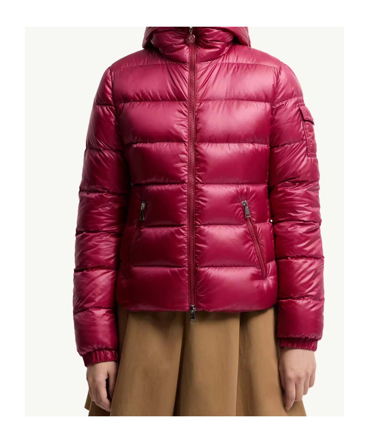 Moncler Glesse Hooded Short Down Jacket In Pink
