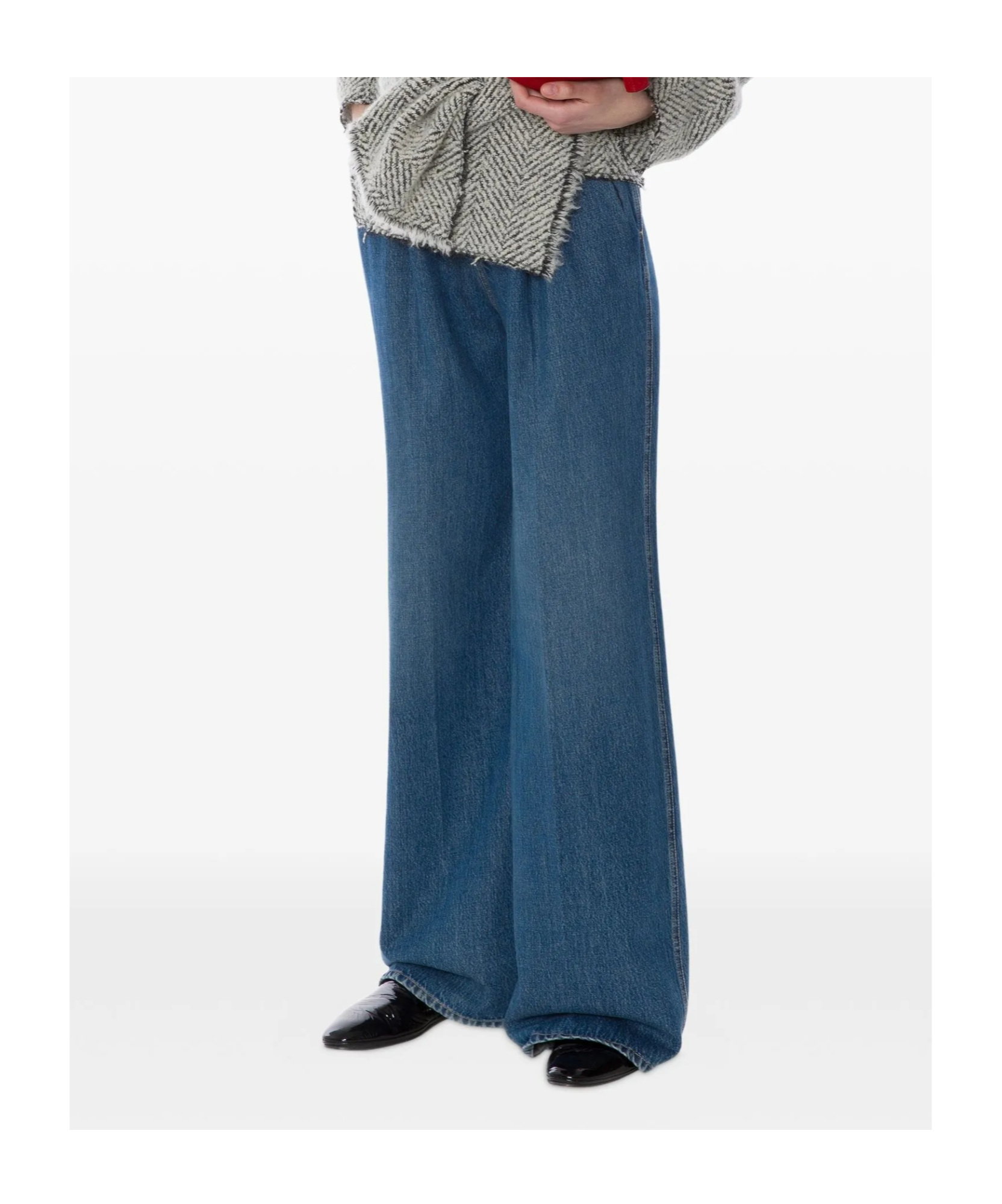 Alberta Ferretti High Waist Wide Leg Trousers With Pleats In Blue