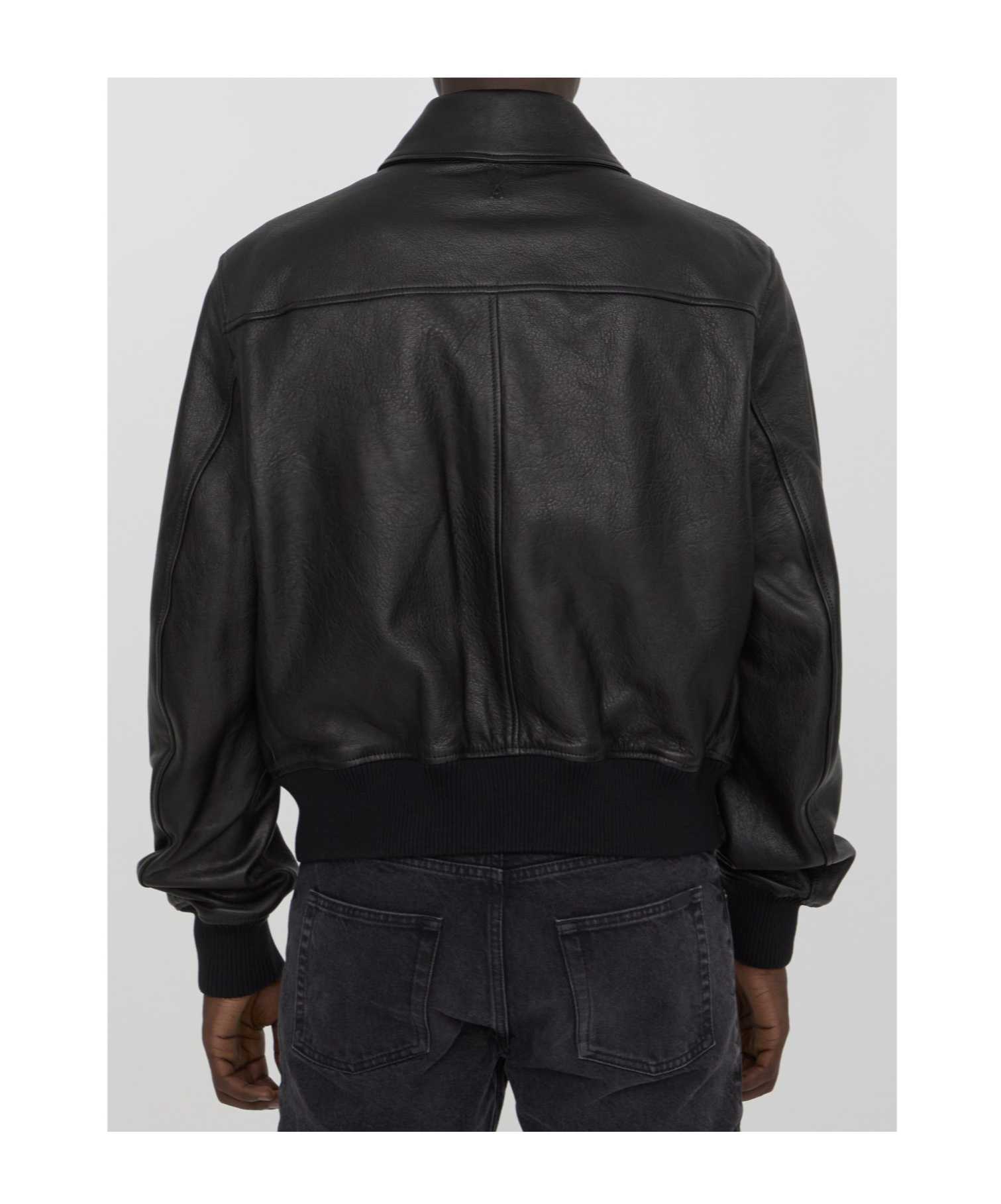 AMI ALEXANDRE MATTIUSSI AMI ALEXANDRE MATTIUSSI ZIP-UP LEATHER JACKET