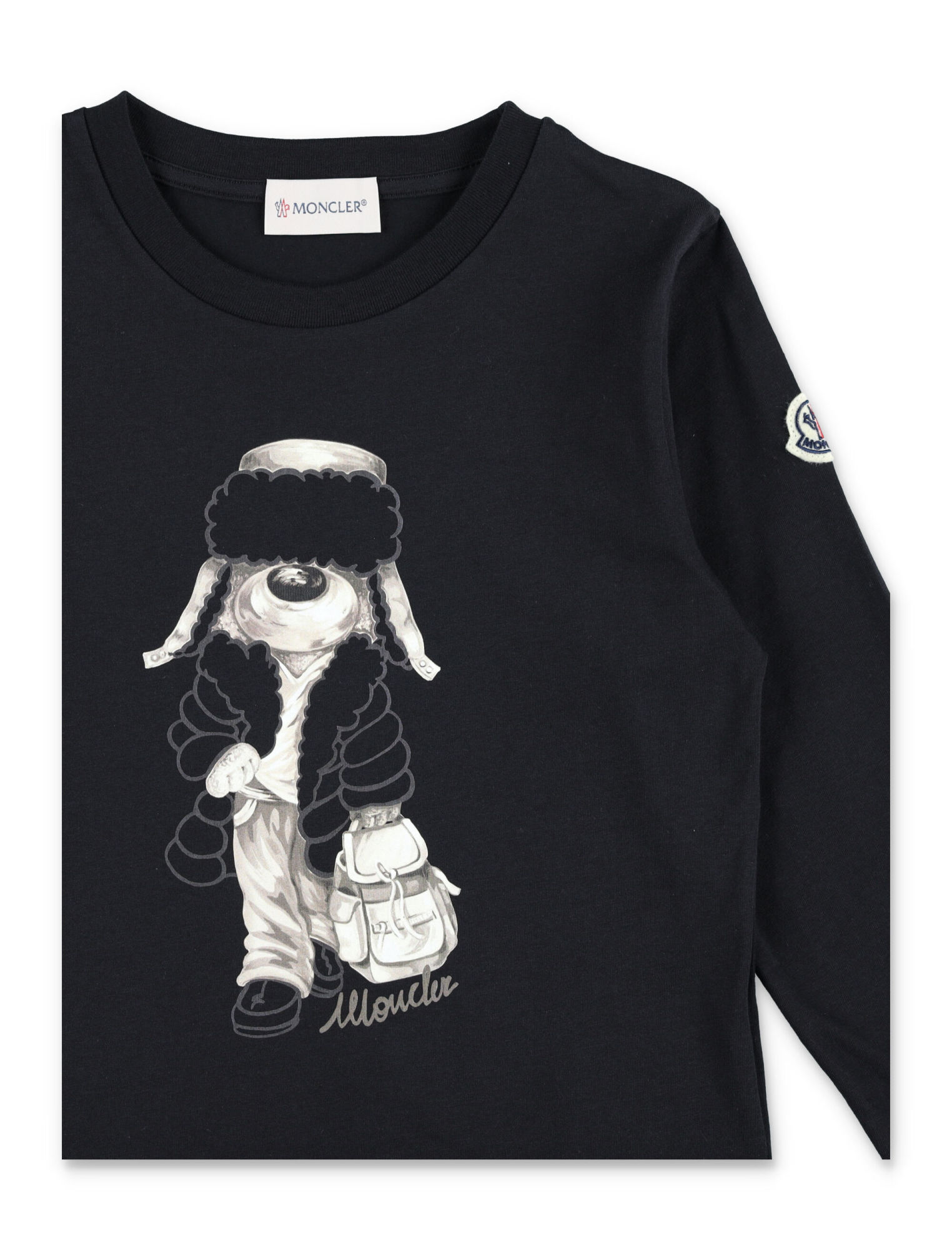 Moncler Dog-print Long-sleeves T-shirt In Black