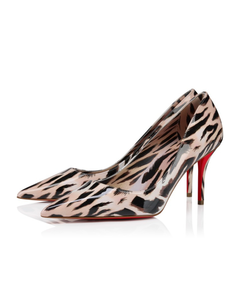 Christian Louboutin Miss Z Gigi 80 Leopard-print Patent-leather Point-toe Pumps In Multi-color