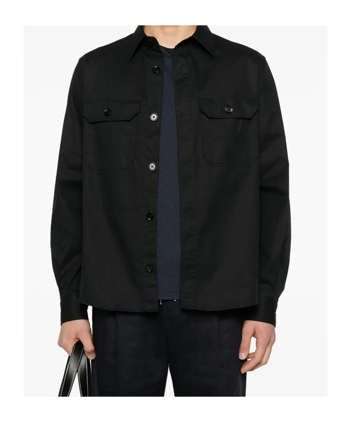 Shop Zegna Long Sleeve Shirt In Black