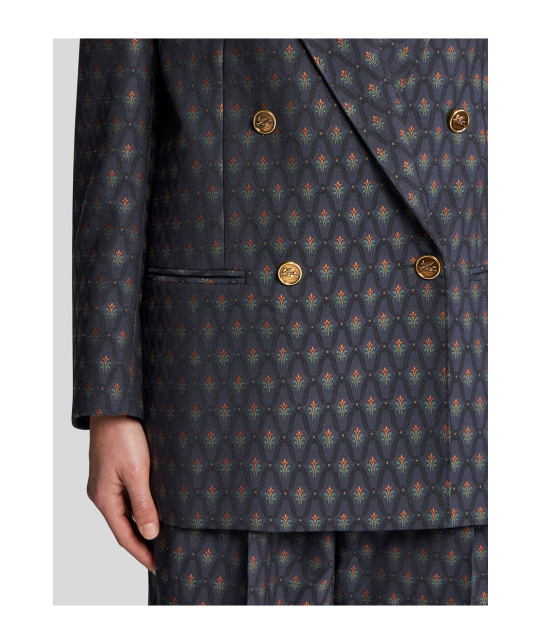 Etro Double-breasted Wool And Cotton-blend Jacquard Blazer In Black