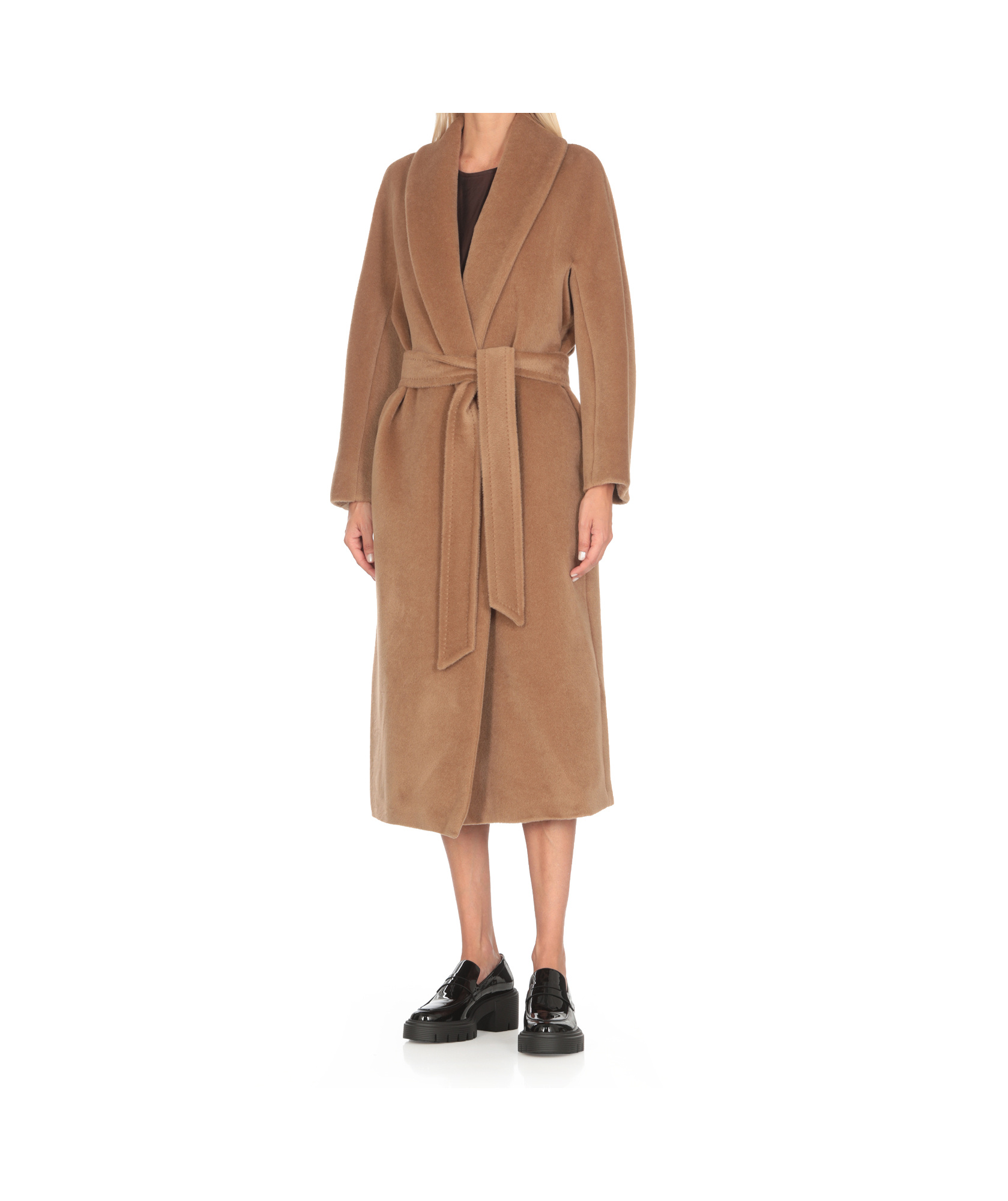 Max Mara Long-sleeved Lapel Coat In Brown