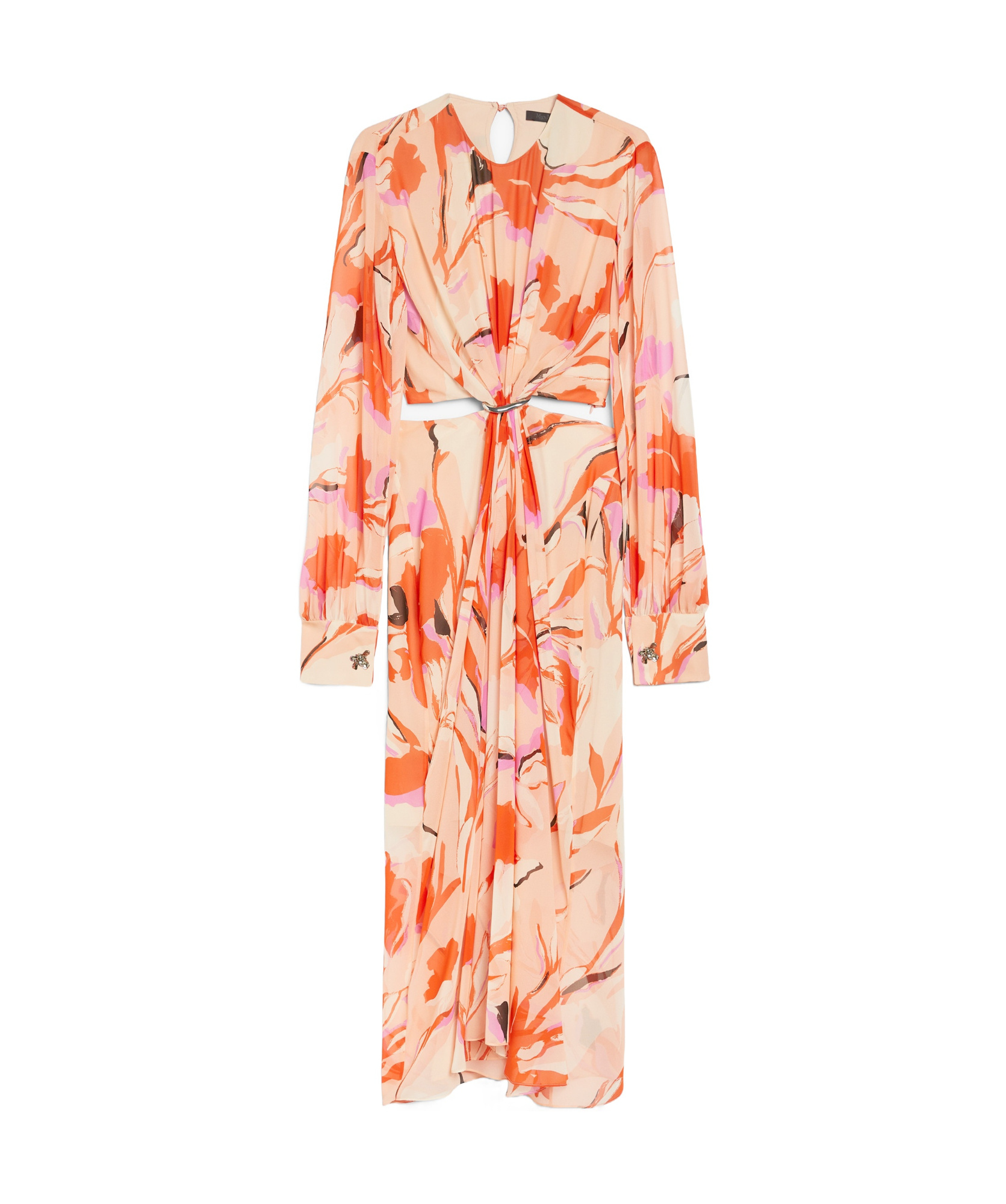 Max Mara Silk Georgette Midi Dress In Nude