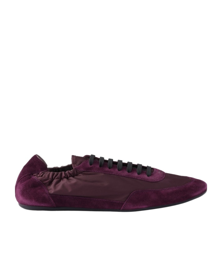 Prada Collapse Re-nylon And Suede Sneakers In Wine Red