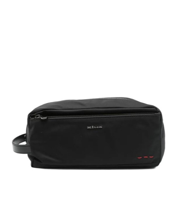Kiton Zip-top Clutch In Black