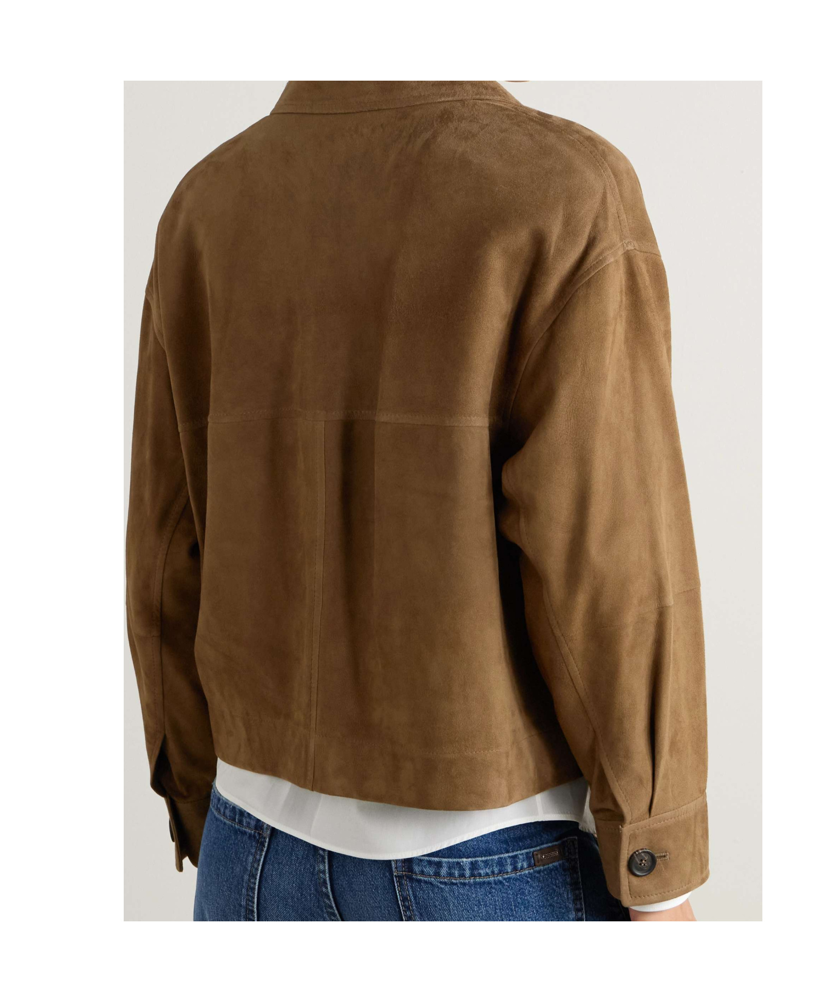 Brunello Cucinelli Long-sleeved Leather Jacket In Brown