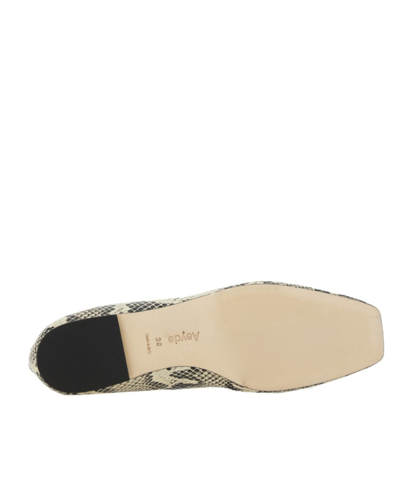 Aeyde Uma Snake Printed Leather Flats In Nude