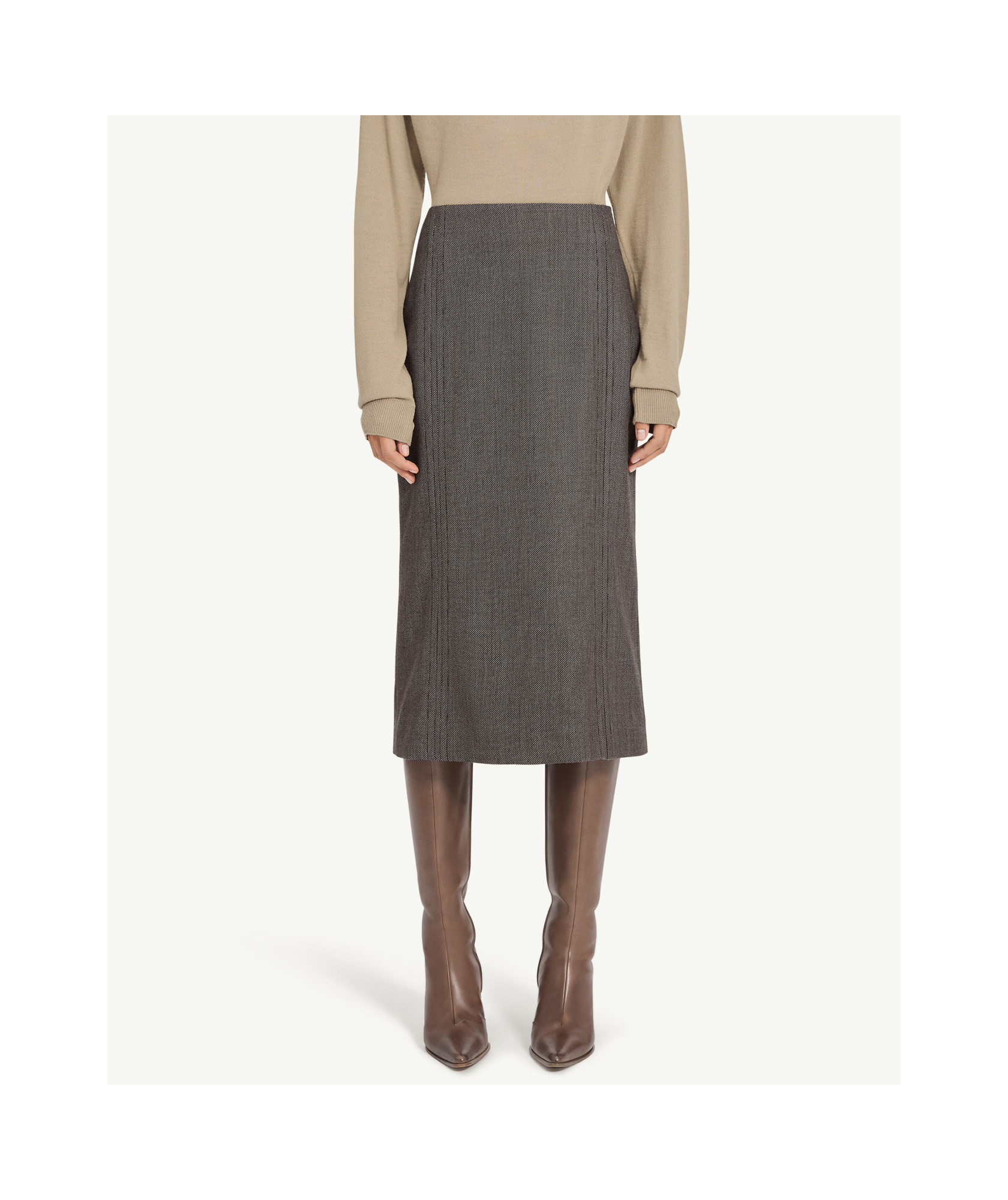 Mm6 Maison Margiela Rear-slit Midi Skirt In Gray