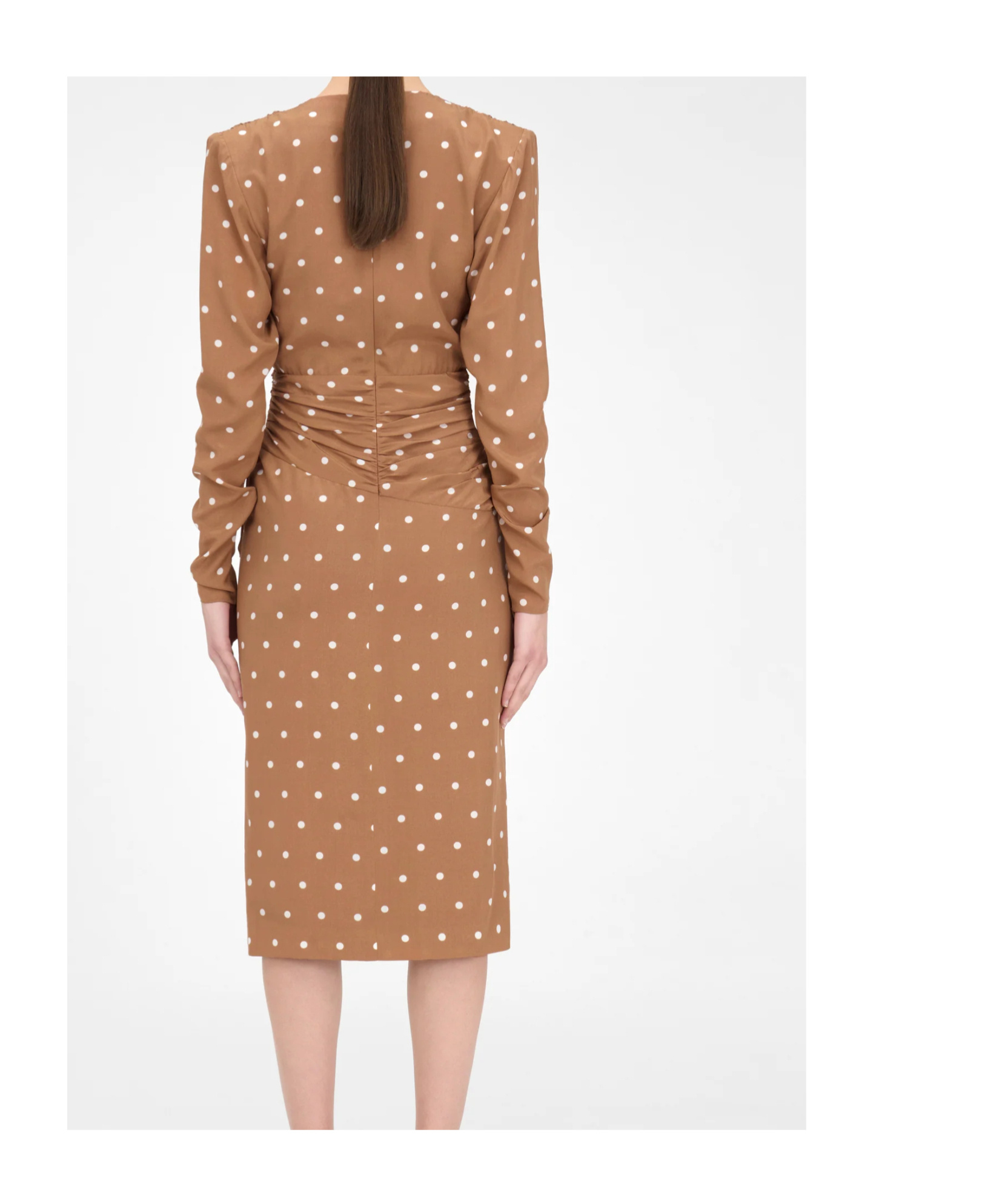 Alessandra Rich Polka Dot Dress With Volant In Brown
