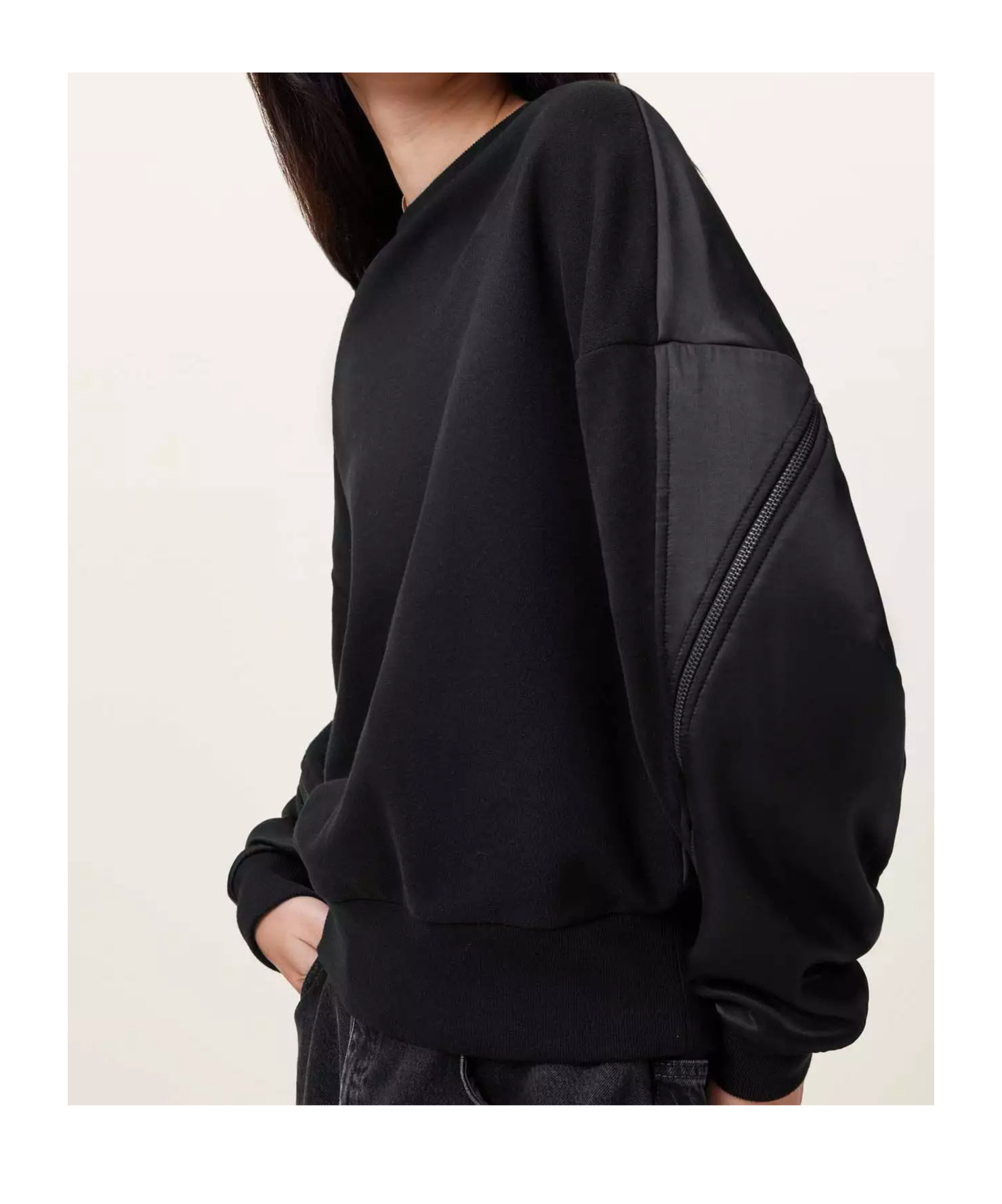 Allsaints Peggy Zip Sweatshirt In Black