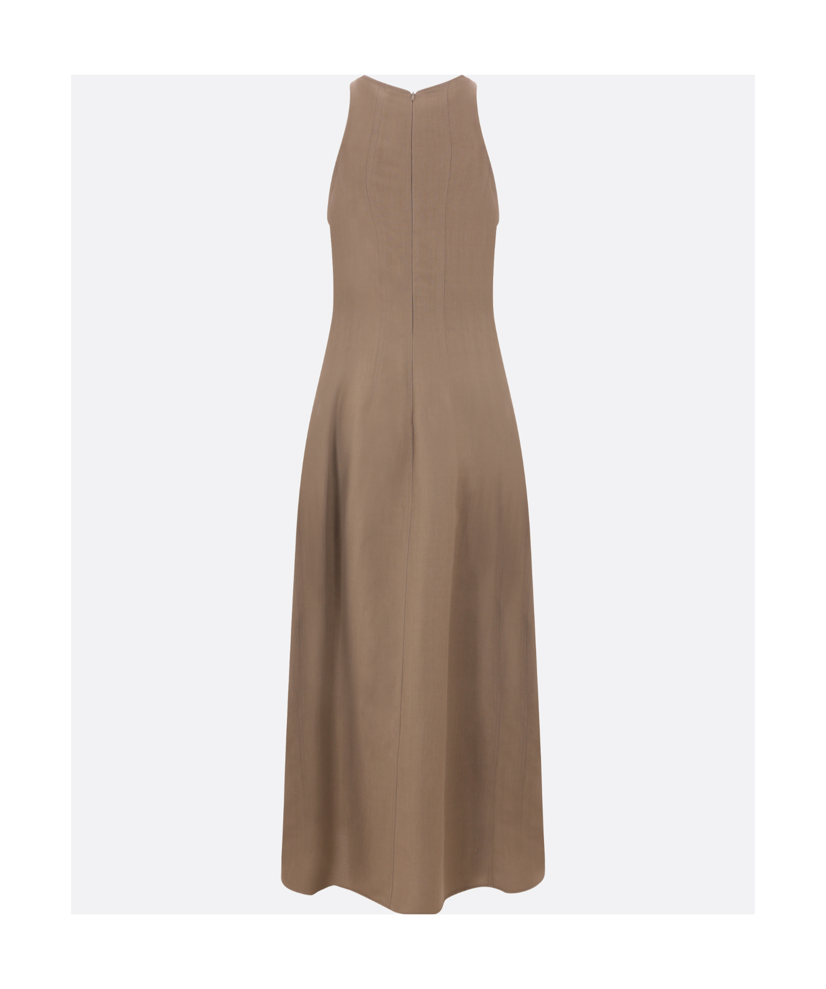 Brunello Cucinelli Sleeveless Twill Maxi Dress In Brown