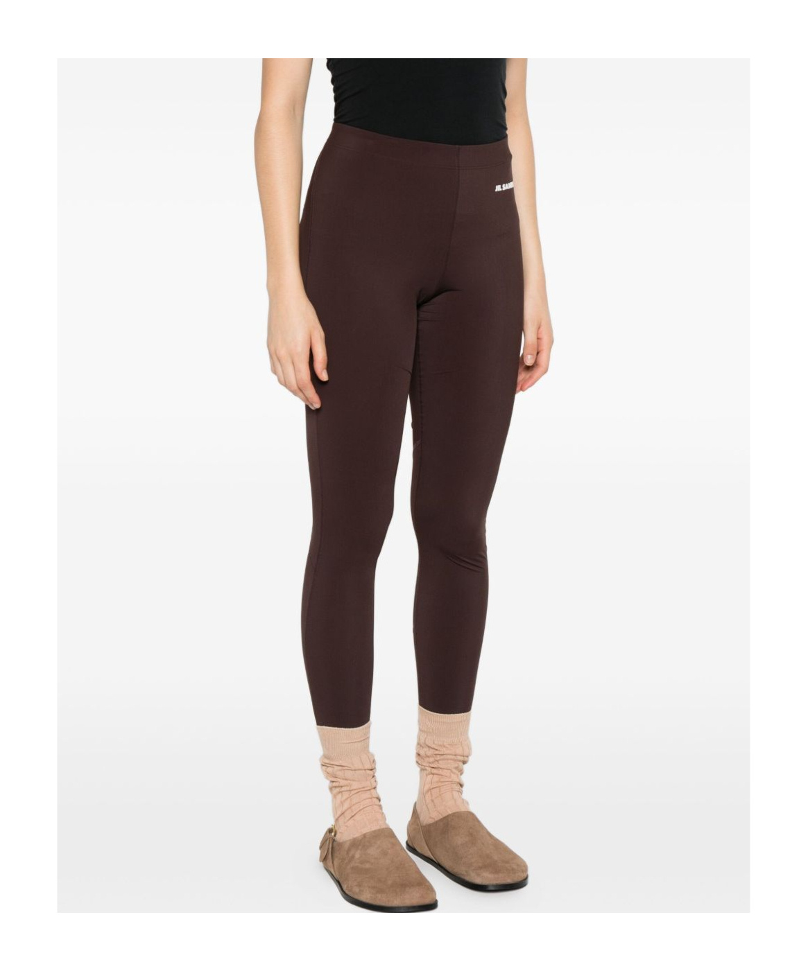 Jil Sander Logo-embellished Leggings In Brown