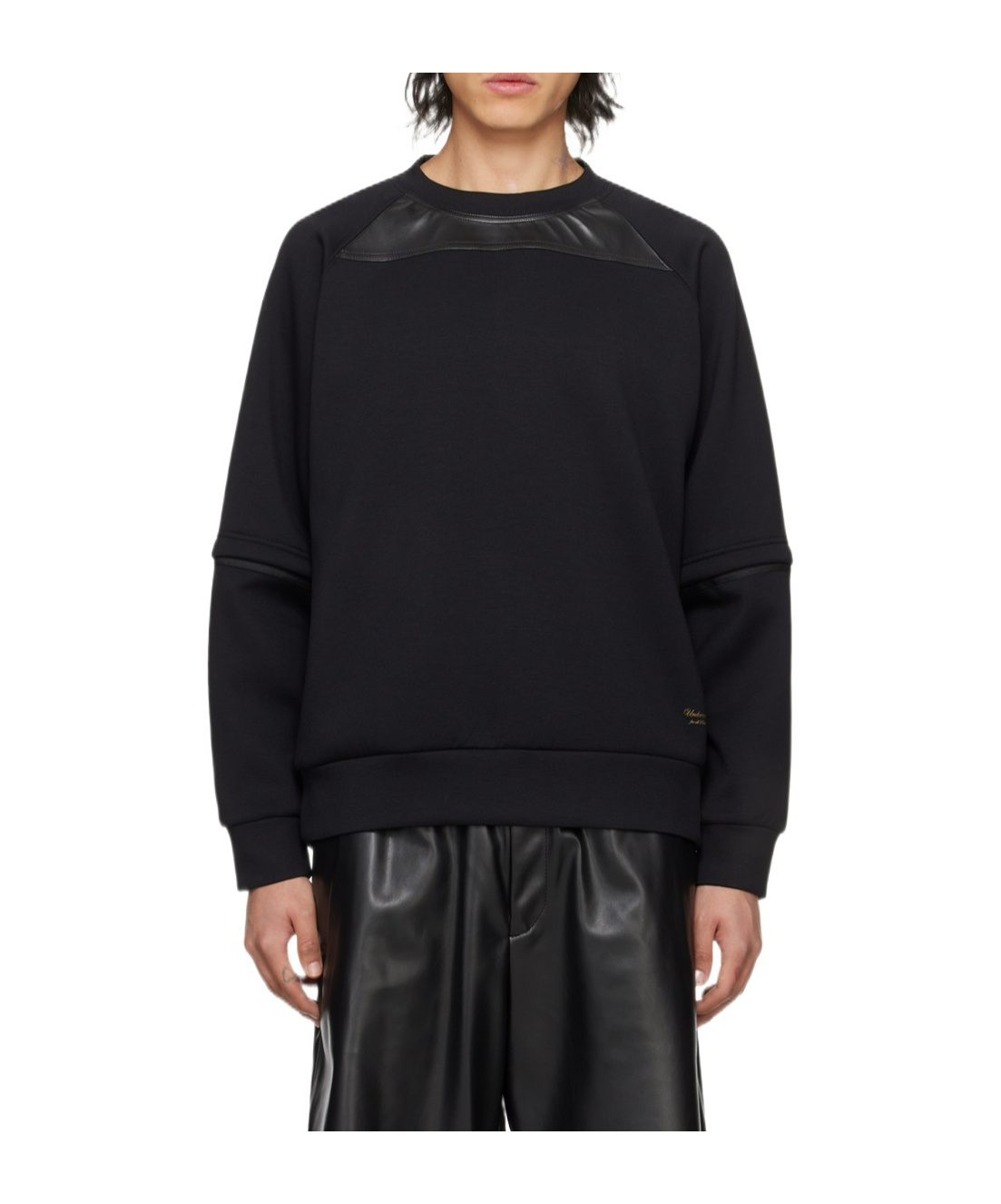 Undercover Round Collar Detachable Sleeve Sweater In Black