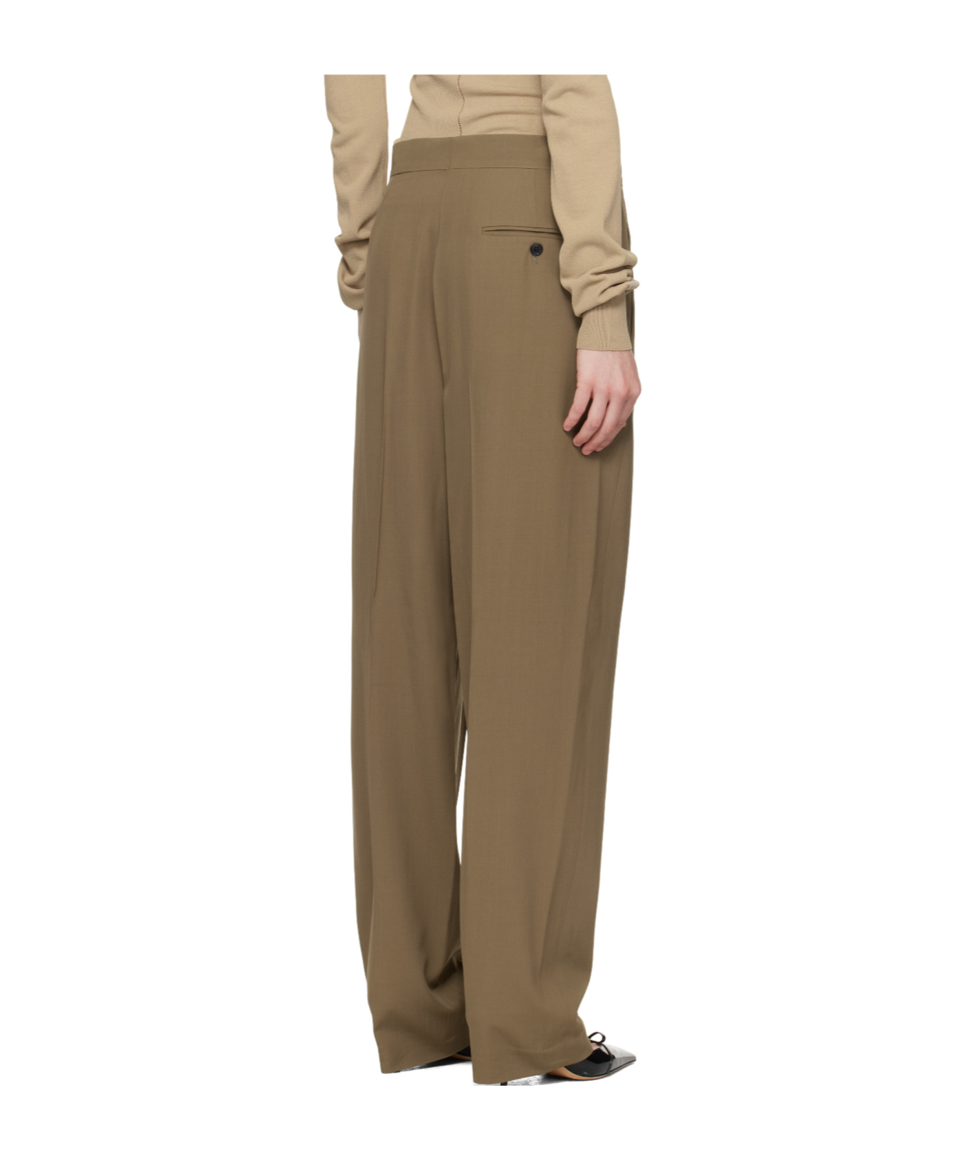 Ferragamo Taupe Inverted Pleats Trousers In Brown
