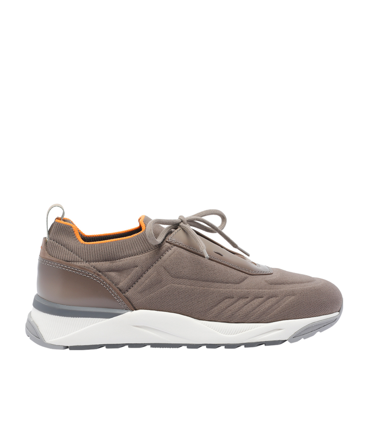 Santoni Knitted Lace-up Sneakers In Brown
