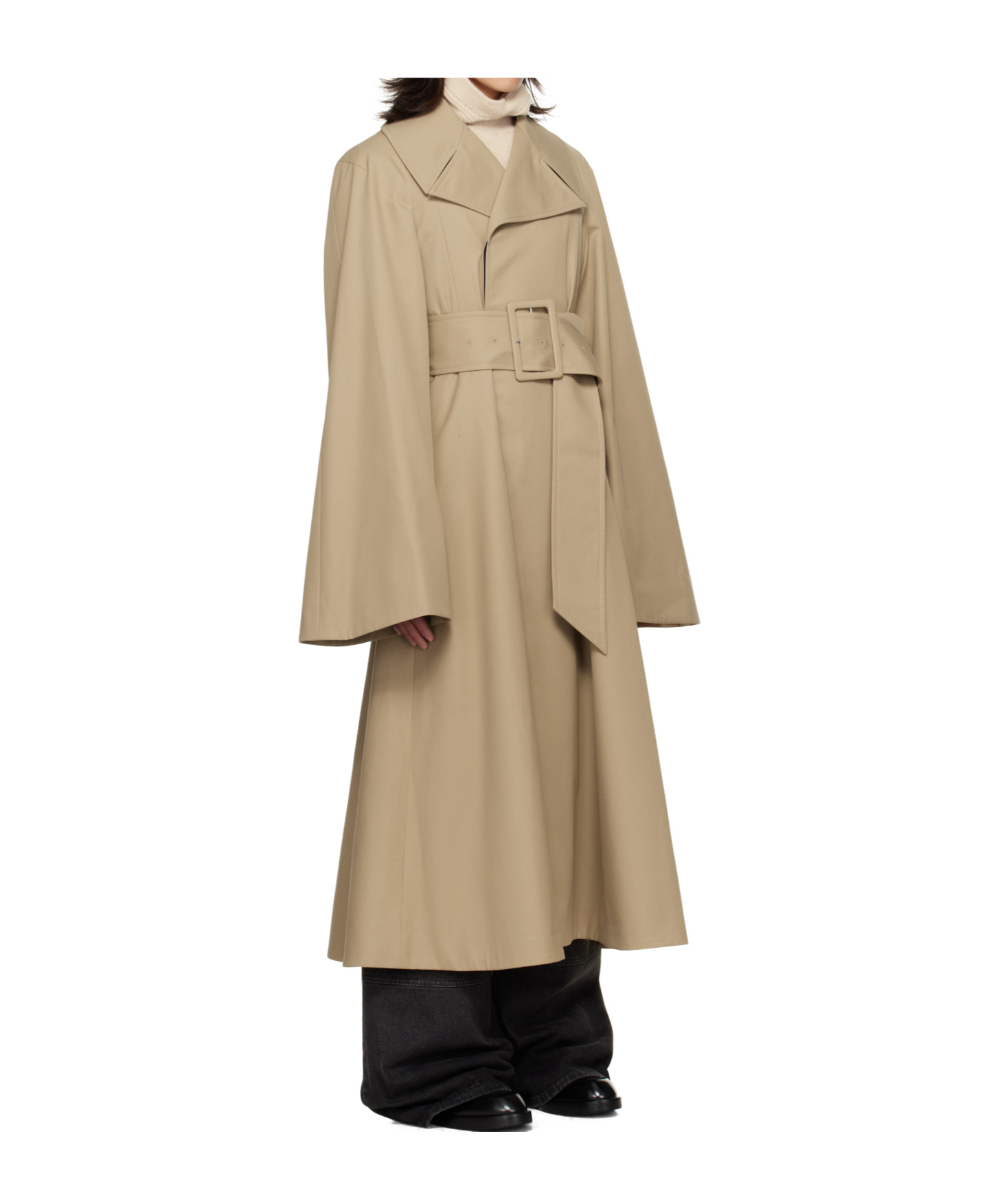 Egonlab Beige Belted Trench Coat In Brown