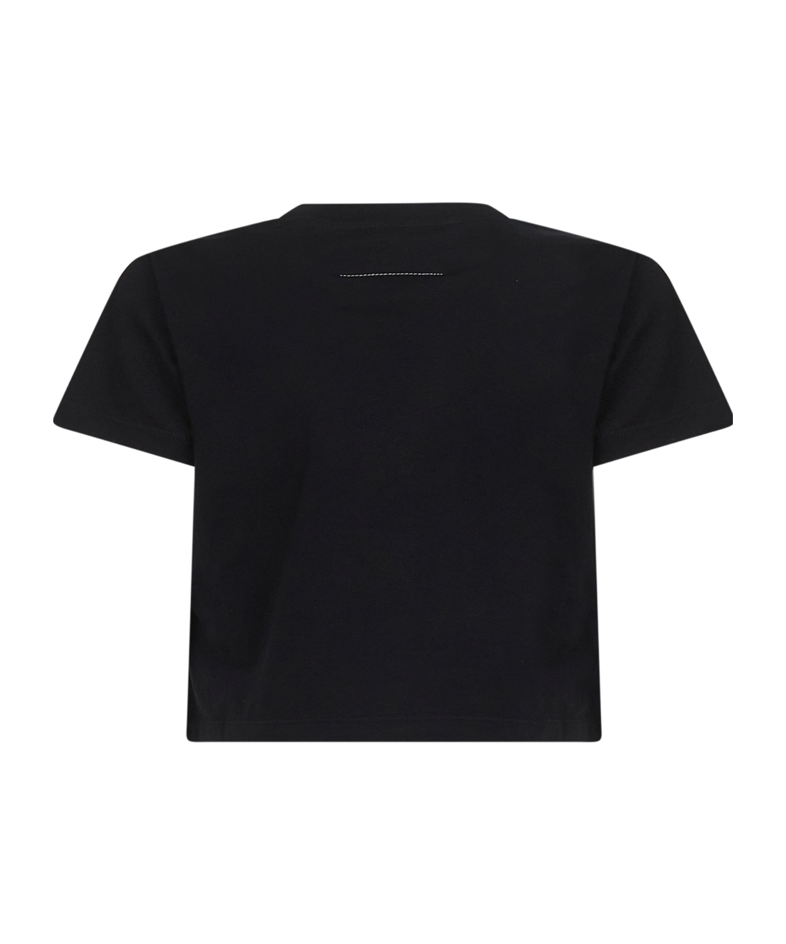 Mm6 Maison Margiela Black Jersey Cropped Numeric Signature T-shirt