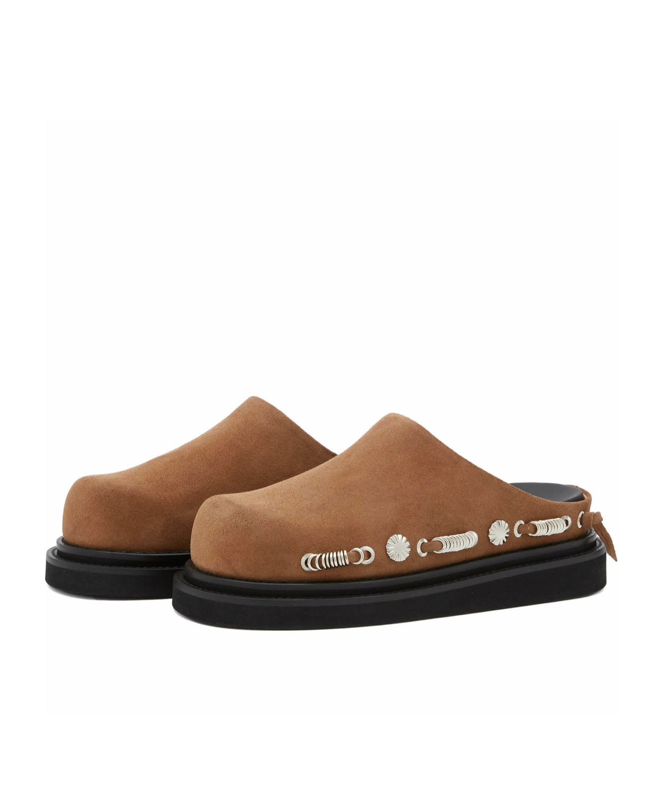 Shop Toga Suede Clogs In Brown