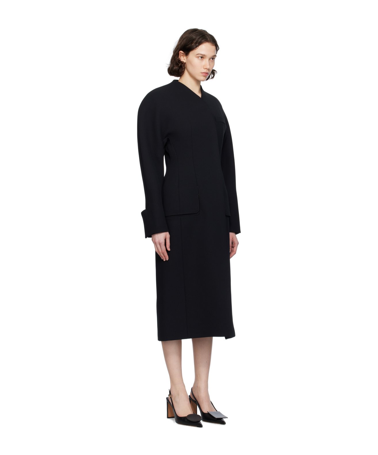 Jacquemus Le Manteau Ovalo Coat In Black